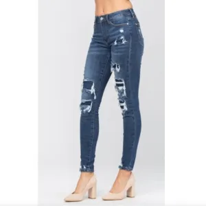 Judy Blue Los Angeles Patch Destroy Skinny Fit Jeans 1/25 NWT