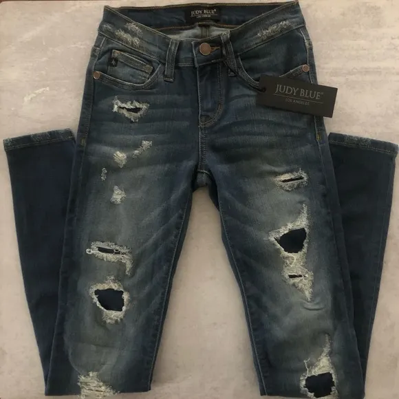 Judy Blue Los Angeles Patch Destroy Skinny Fit Jeans 1/25 NWT
