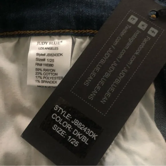 Judy Blue Los Angeles Patch Destroy Skinny Fit Jeans 1/25 NWT