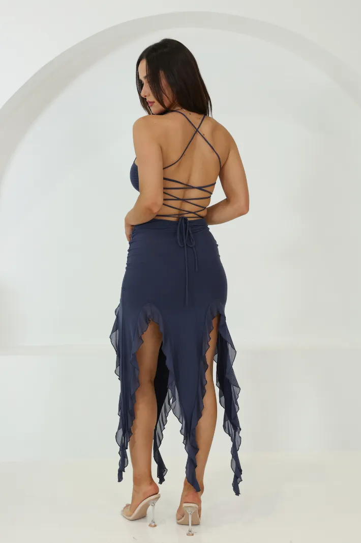 KEYANA MESH MIDI DRESS - Dusty Purple