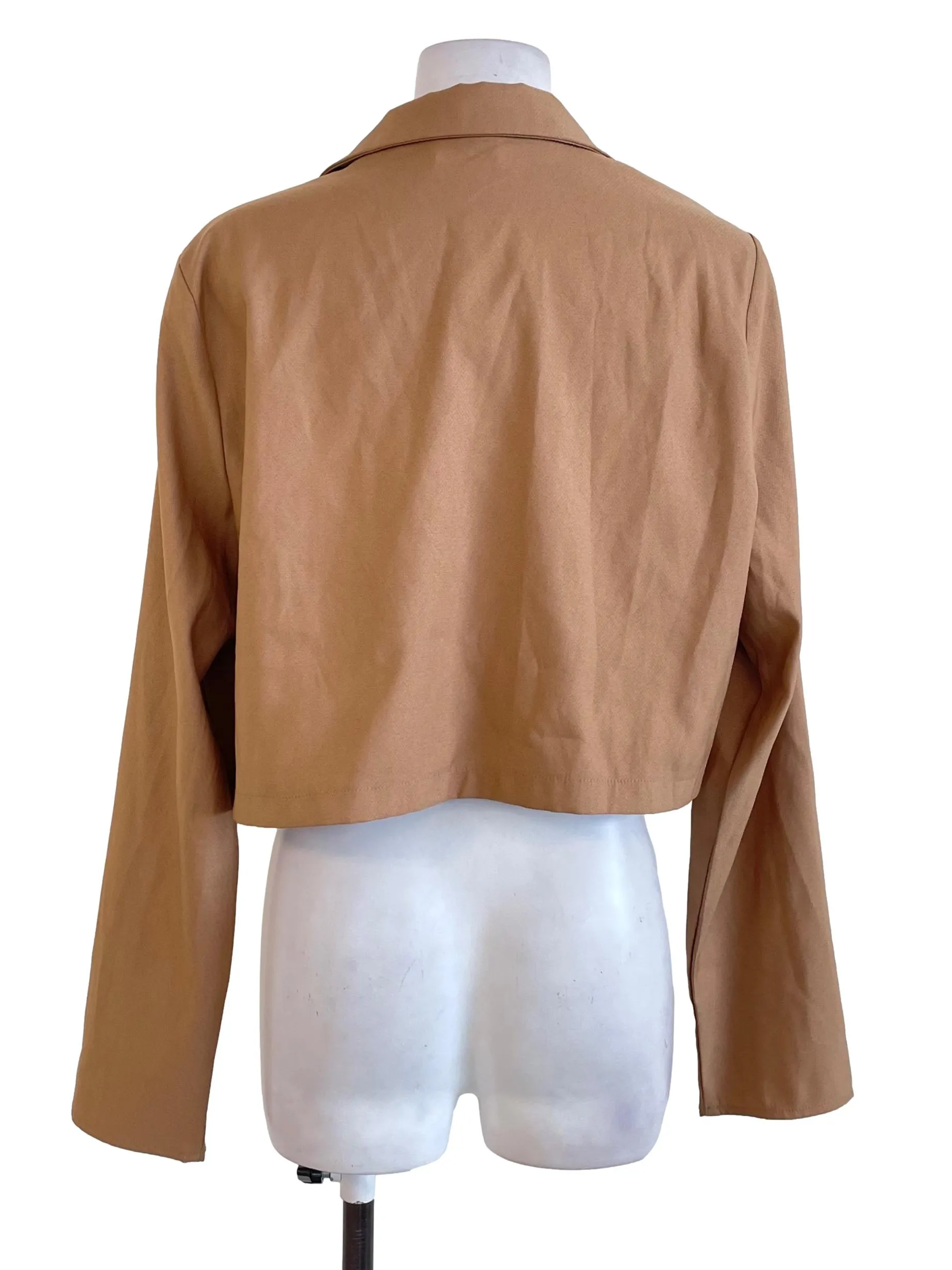 Khaki Brown Cropped Suit Jacket