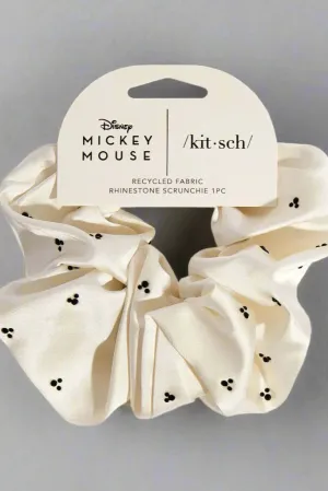 Kitsch & Mickey and Minnie Recycled Fabric Rhinestone Scrunchie