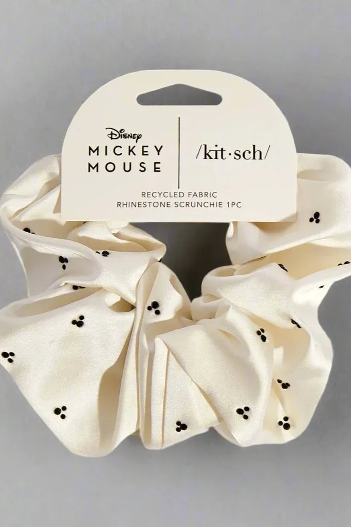 Kitsch & Mickey and Minnie Recycled Fabric Rhinestone Scrunchie