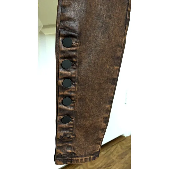 L'Agence Jeans Womens 25 Brown Piper High Rise Skinny Cocoa Mineral Coated NEW