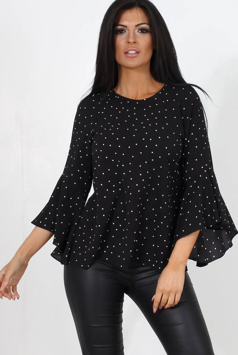Laurel Black And White Polka Dots Top