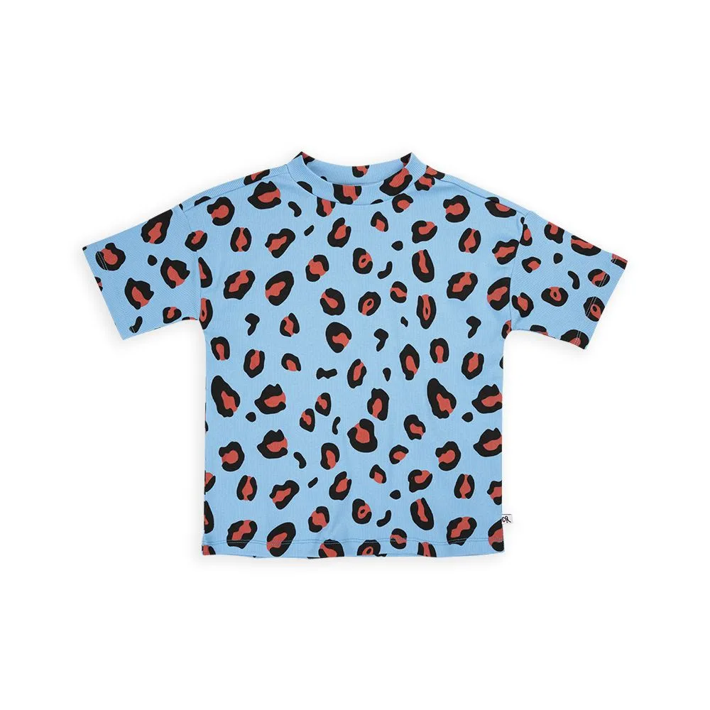 Leopard Print Oversized Rib Short Sleeve Shirt - 1 Left Size 12-14 years