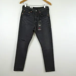 Levi's 501 Skinny Jeans Women's 27x30 Black Denim Distressed $98