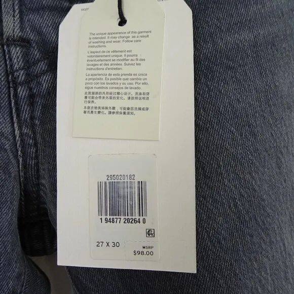 Levi's 501 Skinny Jeans Women's 27x30 Black Denim Distressed $98
