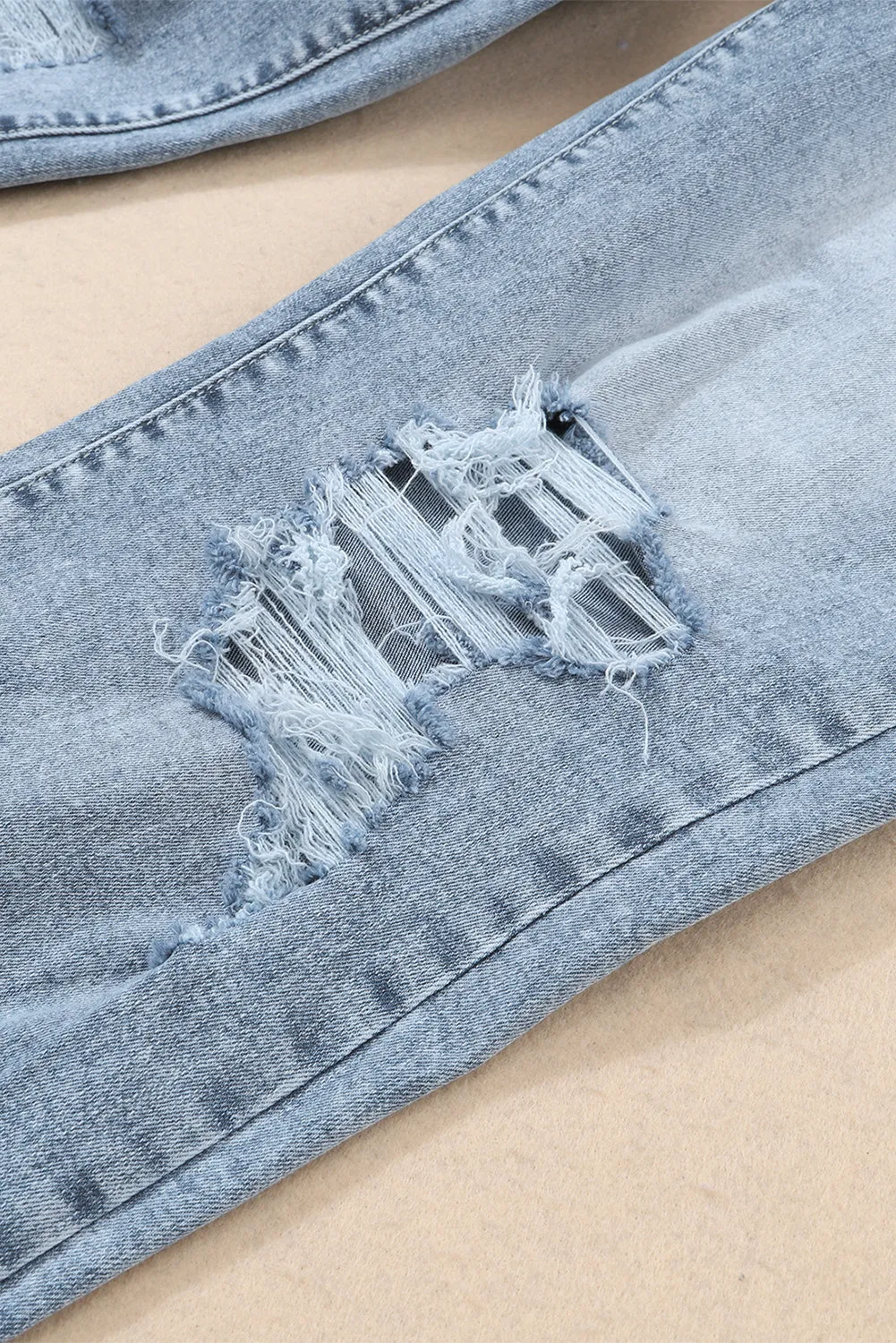 Light Wash Frayed High Waist Jeans
