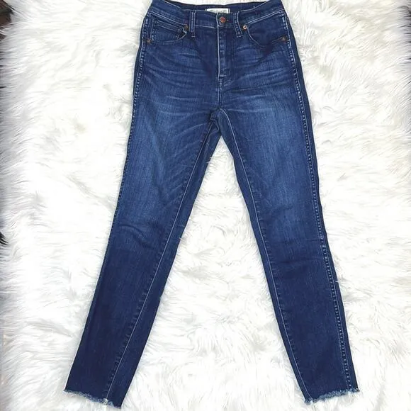 Madewell 10” High Riser Skinny skinny jeans raw hem medium wash size 25