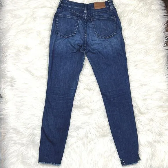 Madewell 10” High Riser Skinny skinny jeans raw hem medium wash size 25