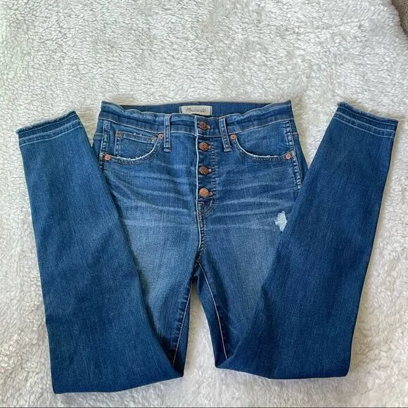 MADEWELL 10&quot; High-Rise Skinny Jeans Wash: Button-Front TENCEL™ Denim Edition