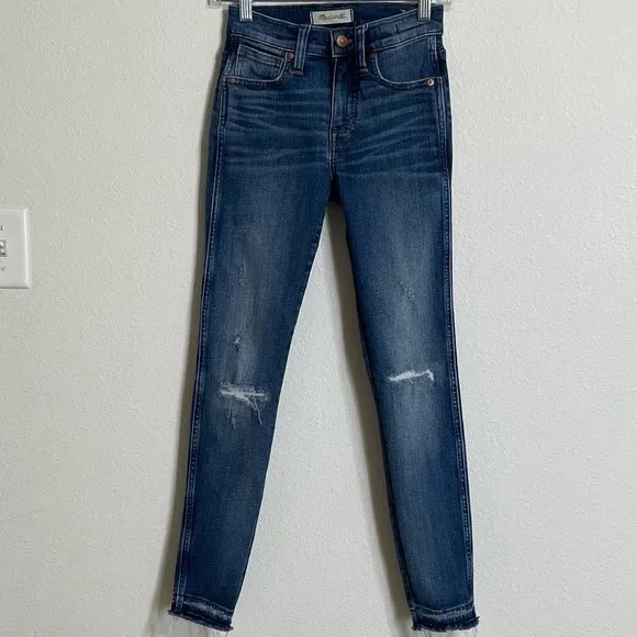 Madewell 9&quot; High-Rise‎ Skinny Jeans in York Wash Rip and Repair Edition S…