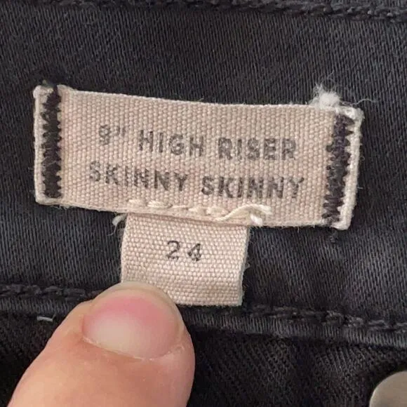 Madewell 9&quot; High Riser Skinny Skinny Black Jeans Jeggings Size 24