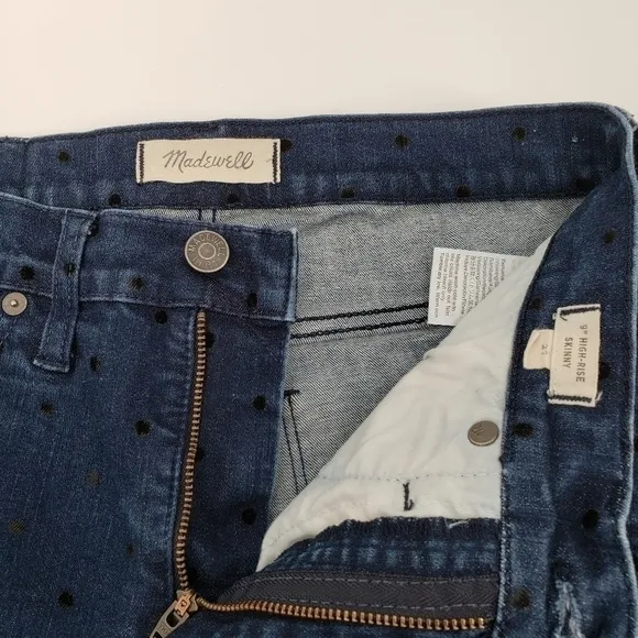 Madewell 9&quot; Mid-Rise Skinny Jeans: Flocked Dots Edition