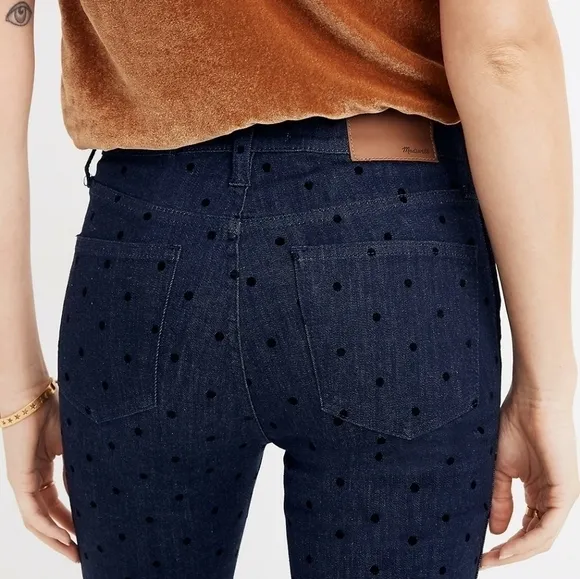 Madewell 9&quot; Mid-Rise Skinny Jeans: Flocked Dots Edition