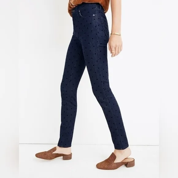 Madewell 9&quot; Mid-Rise Skinny Jeans: Flocked Dots Edition