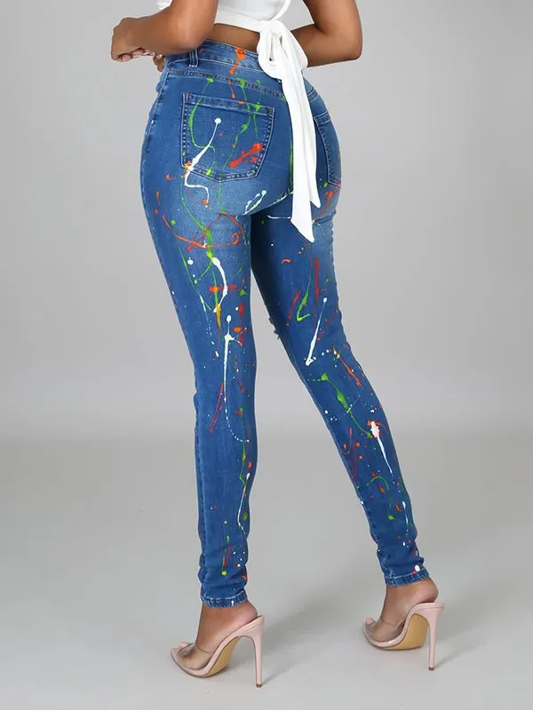 Mangocouture Spraying Ripped Jeans