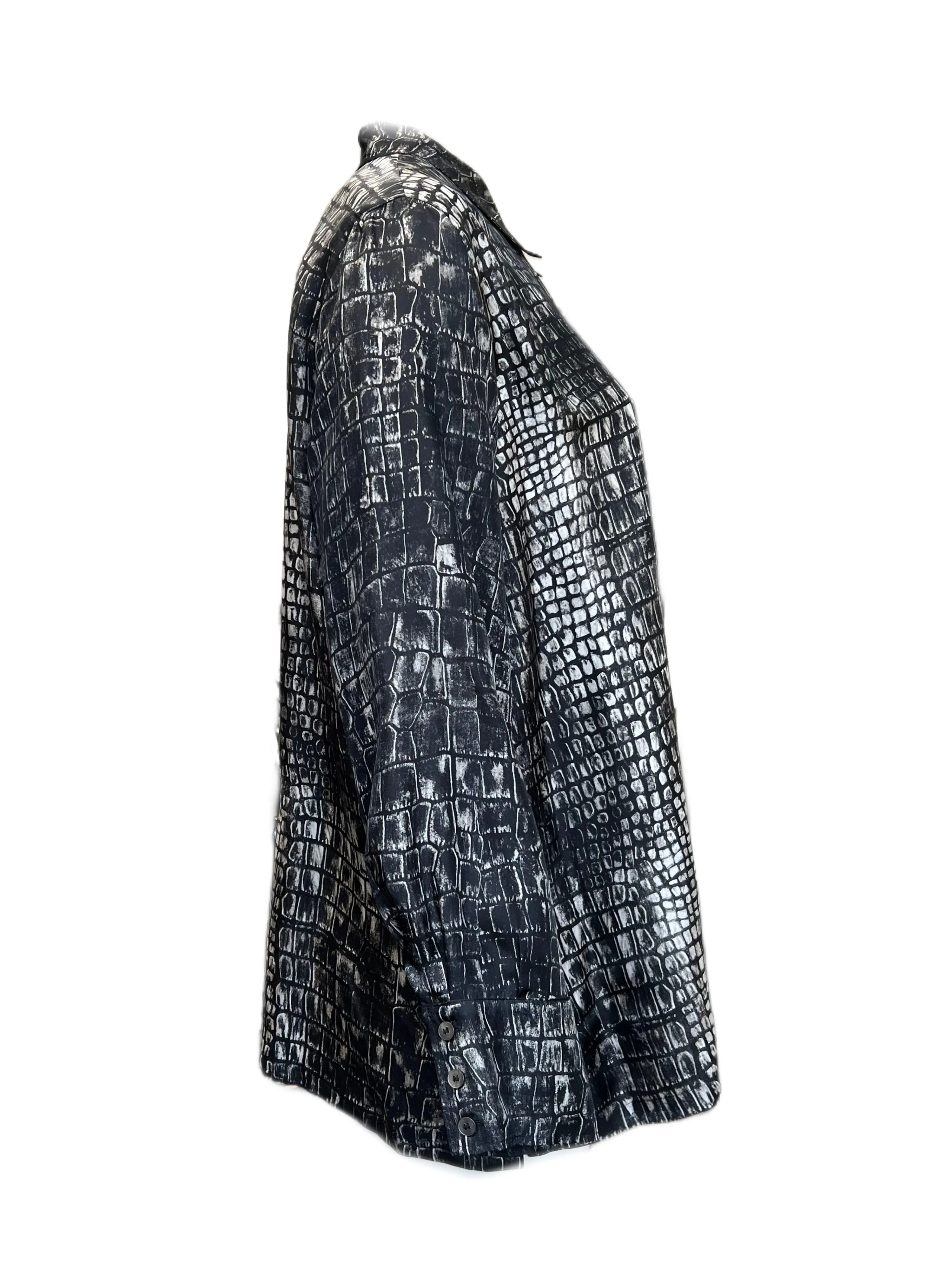 Marina Rinaldi Women's Black Belfast Button Down Silk Shirt NWT