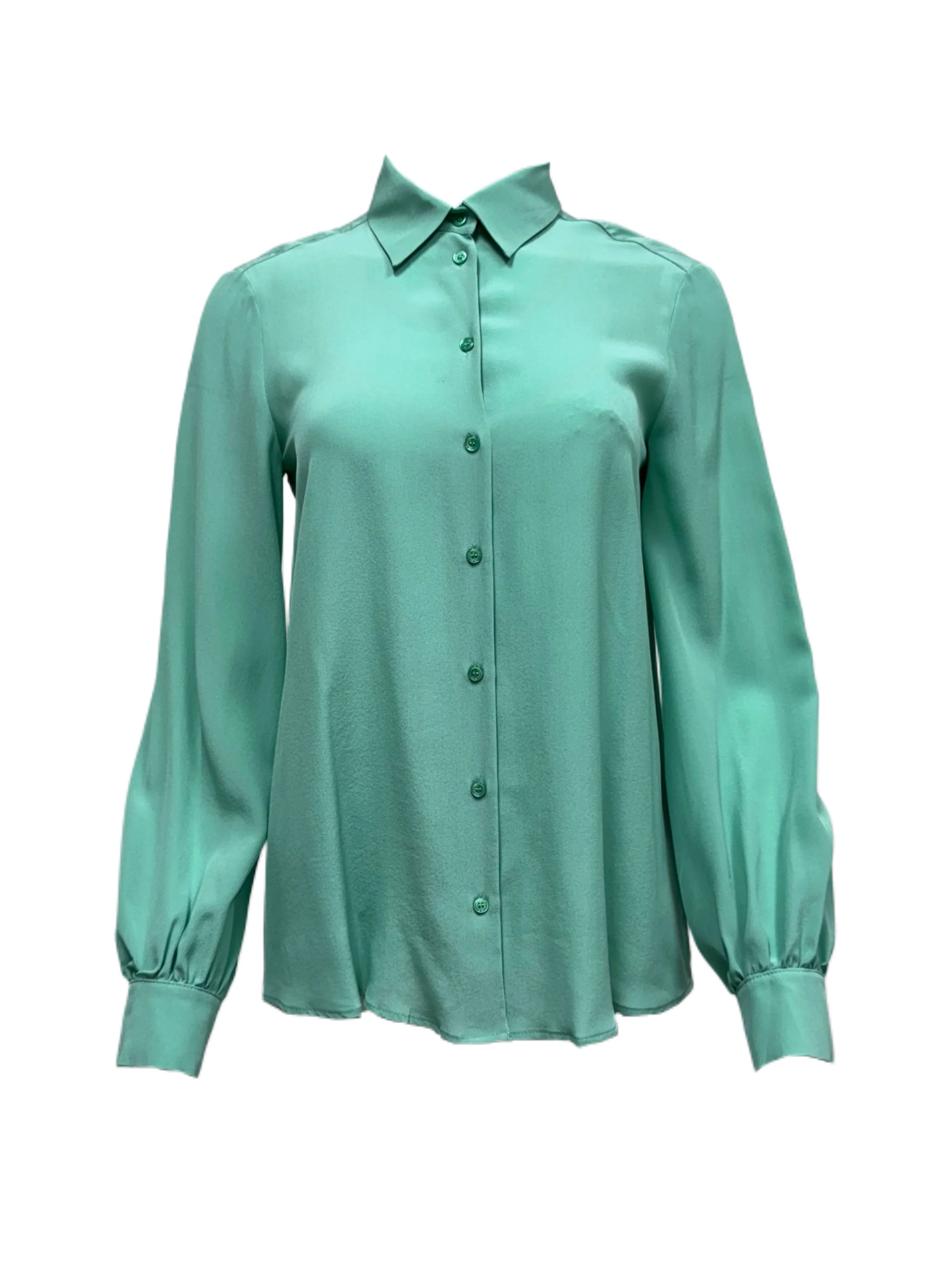 Max Mara Women's Green Geo Button Closure Shirt NWT