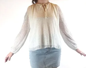 Megan park cream lazy long sleeve top size 3 fits AU 12