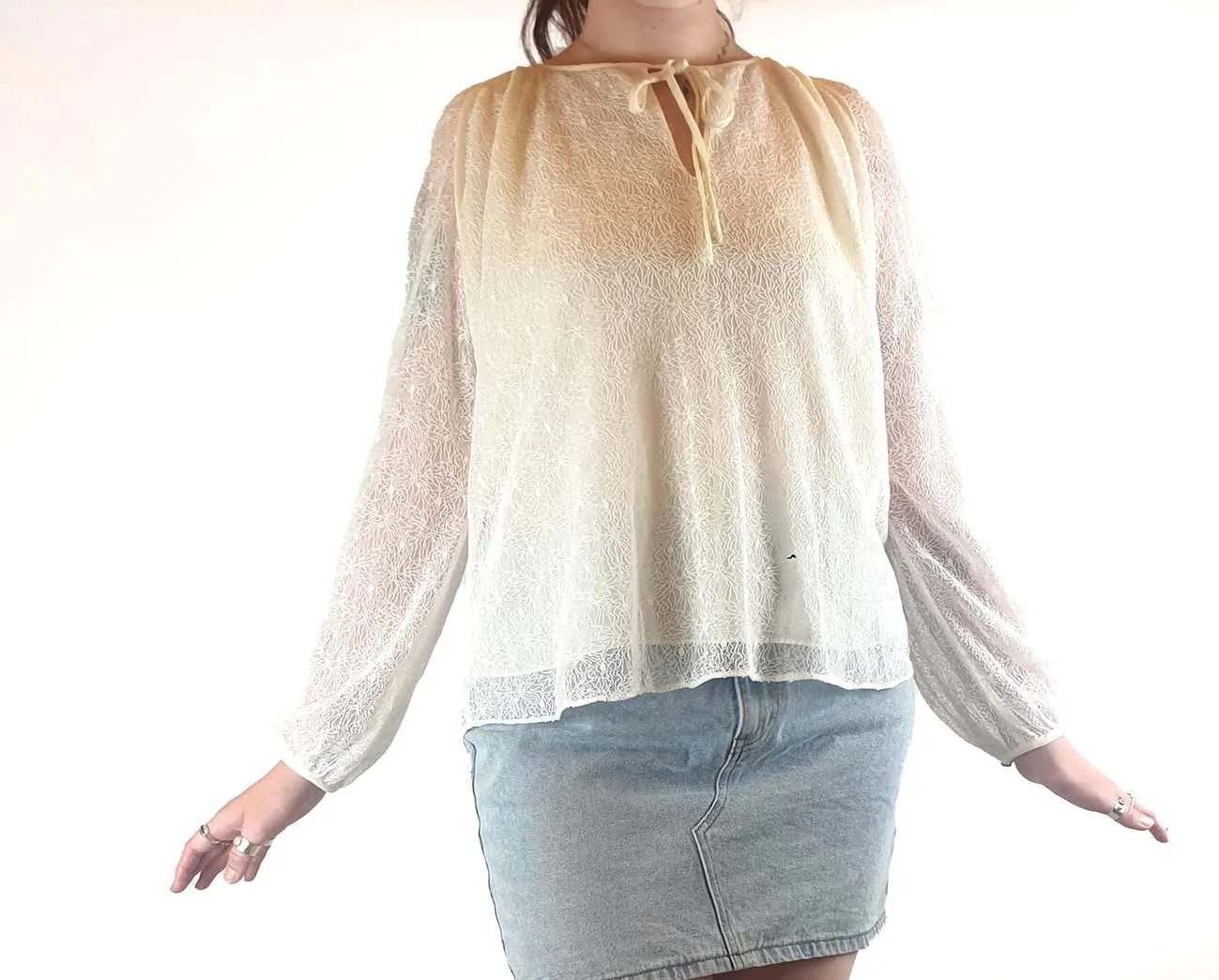 Megan park cream lazy long sleeve top size 3 fits AU 12