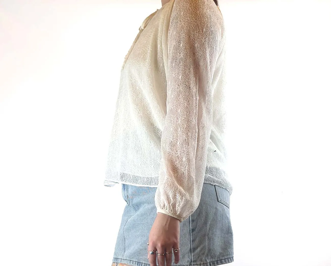Megan park cream lazy long sleeve top size 3 fits AU 12