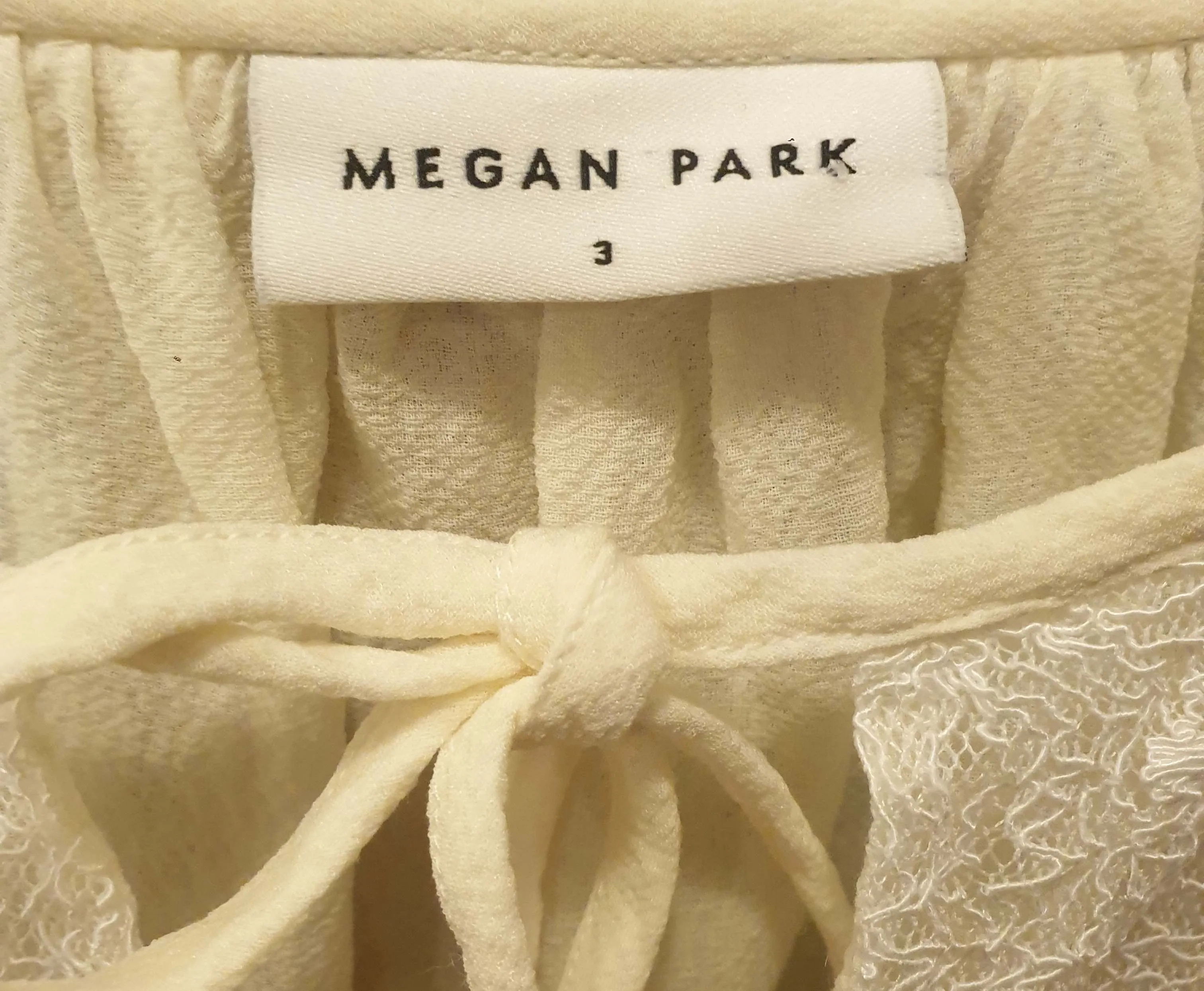 Megan park cream lazy long sleeve top size 3 fits AU 12