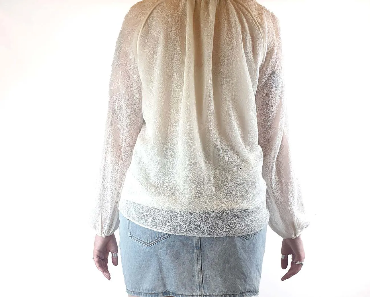 Megan park cream lazy long sleeve top size 3 fits AU 12