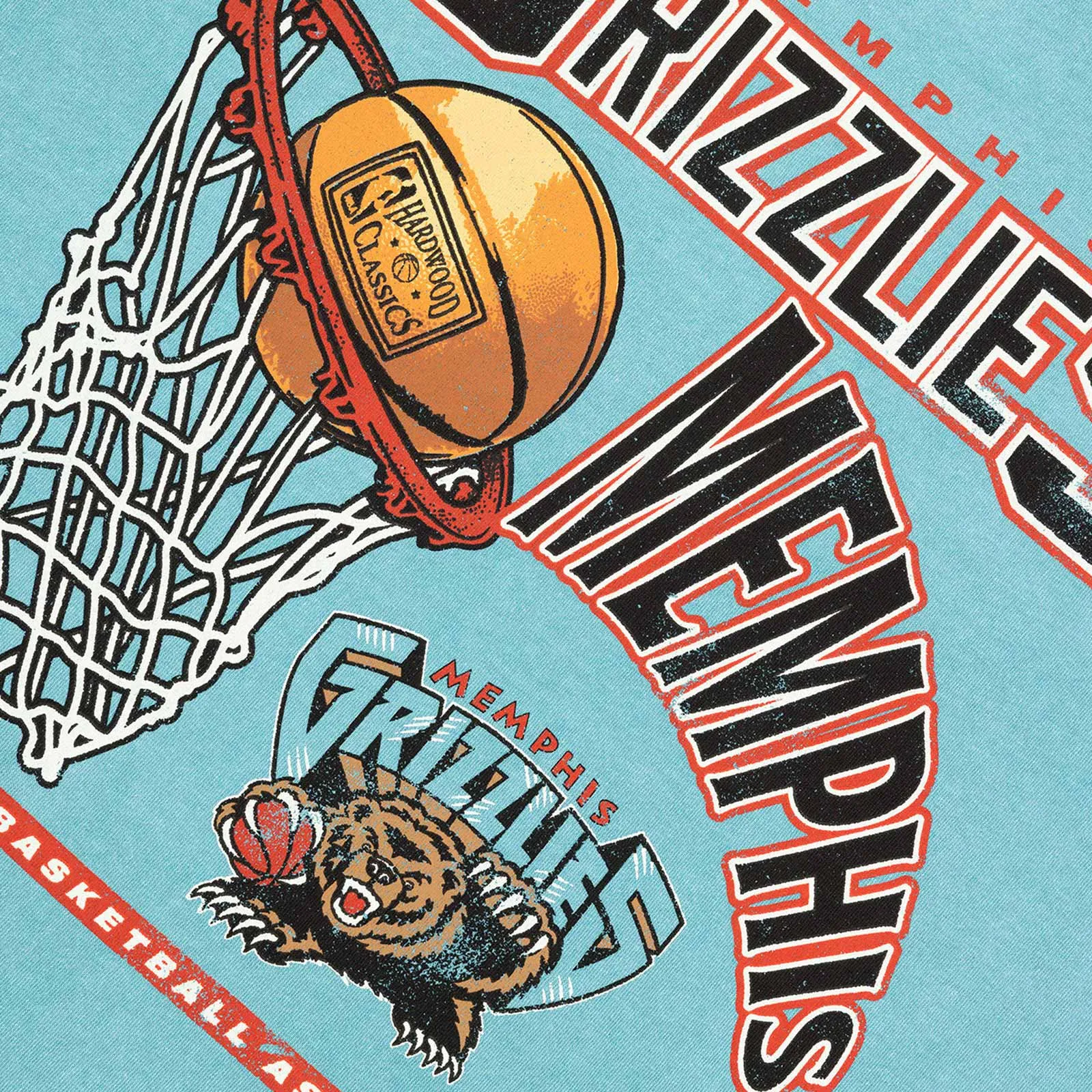 Memphis Grizzlies Hoop Tee - Faded Teal