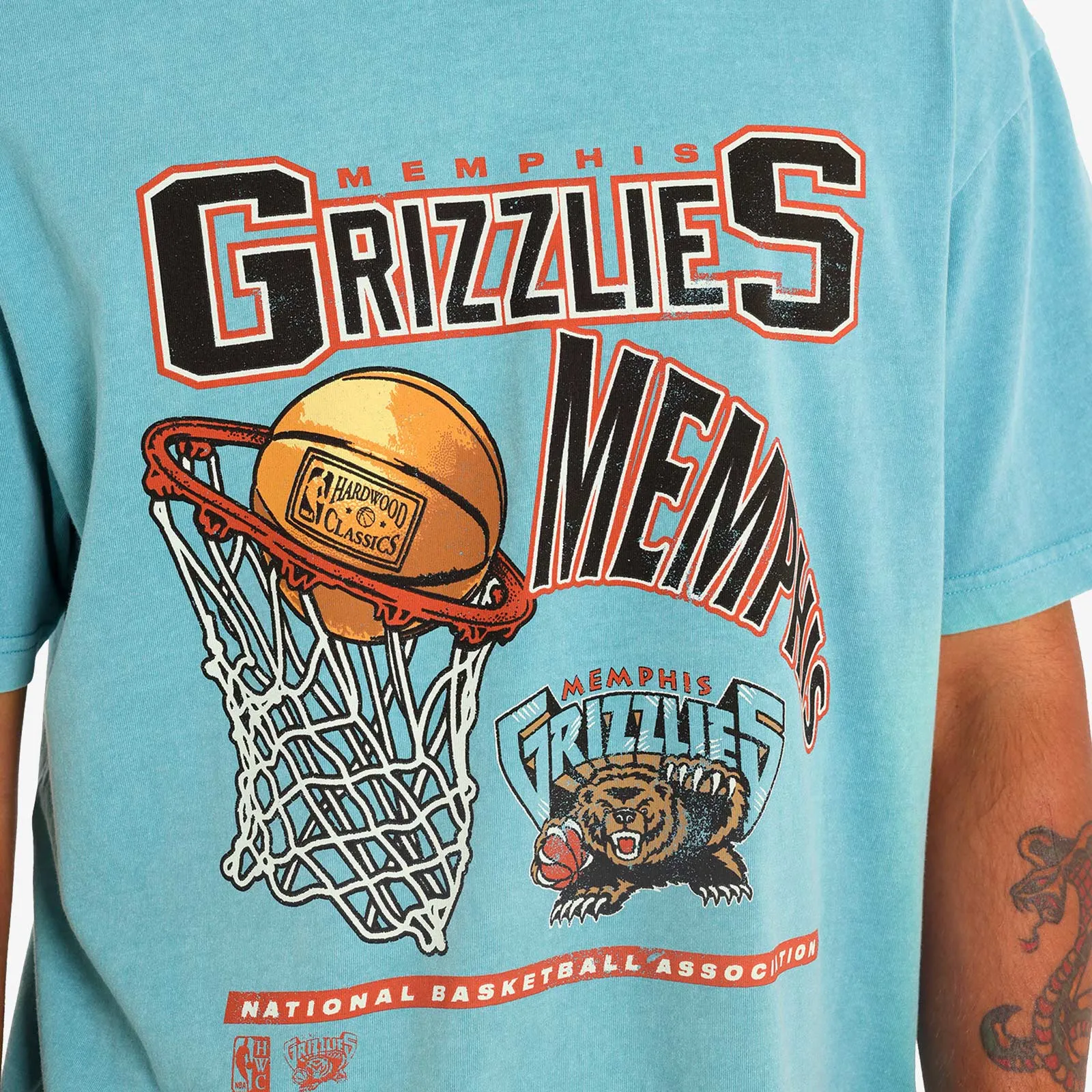 Memphis Grizzlies Hoop Tee - Faded Teal