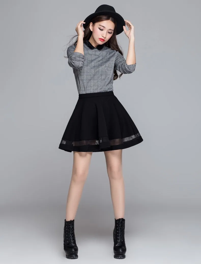 Mini skirt with mesh inserts