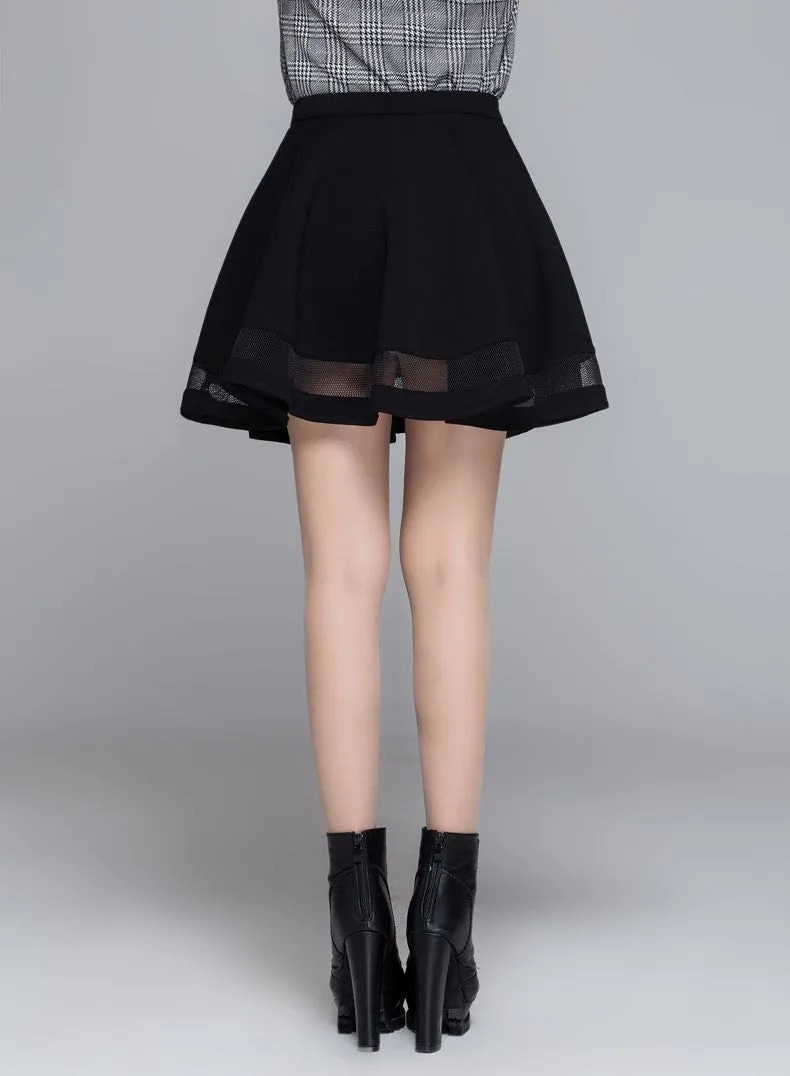 Mini skirt with mesh inserts