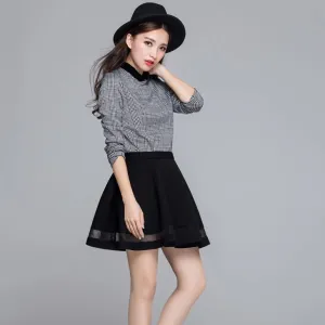 Mini skirt with mesh inserts