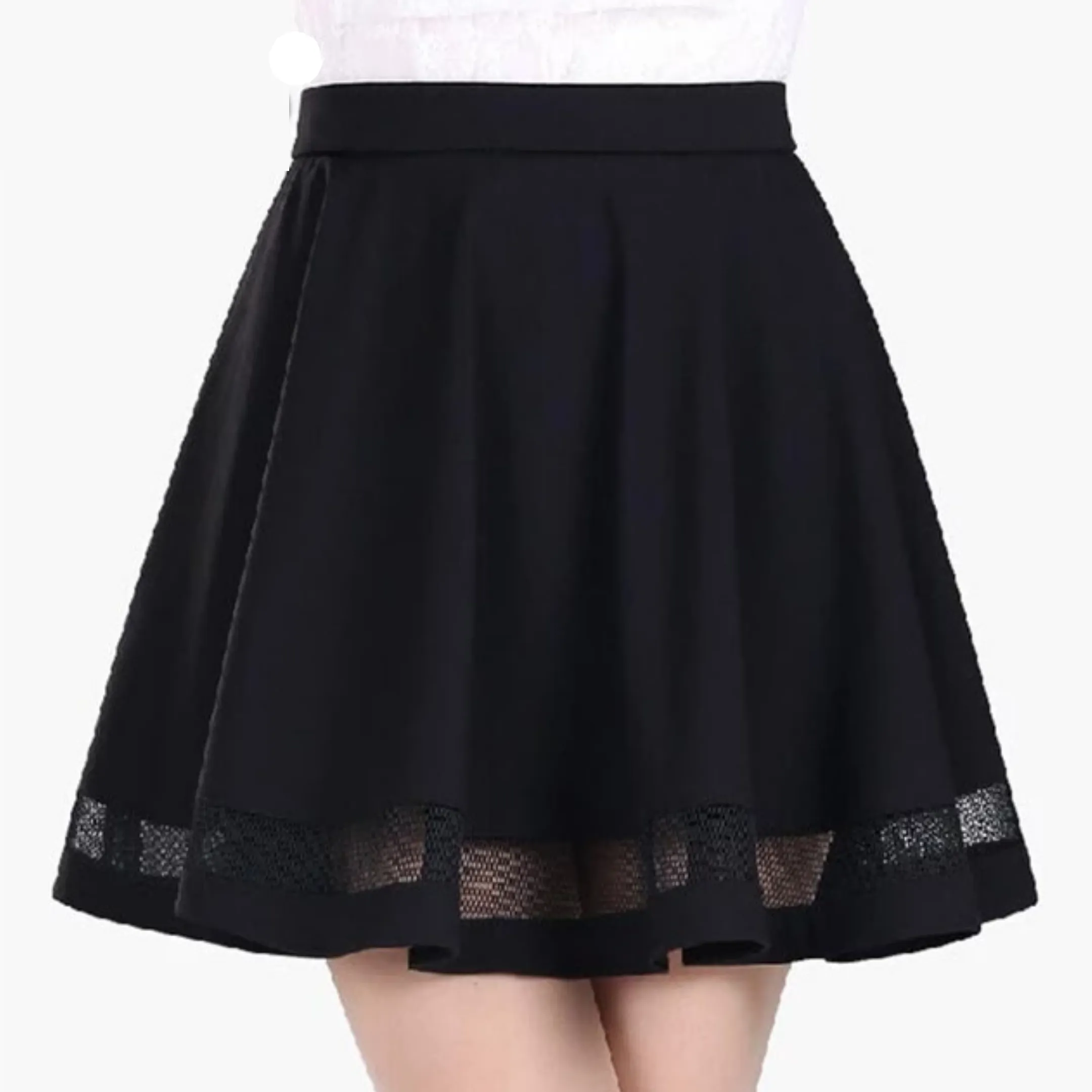 Mini skirt with mesh inserts