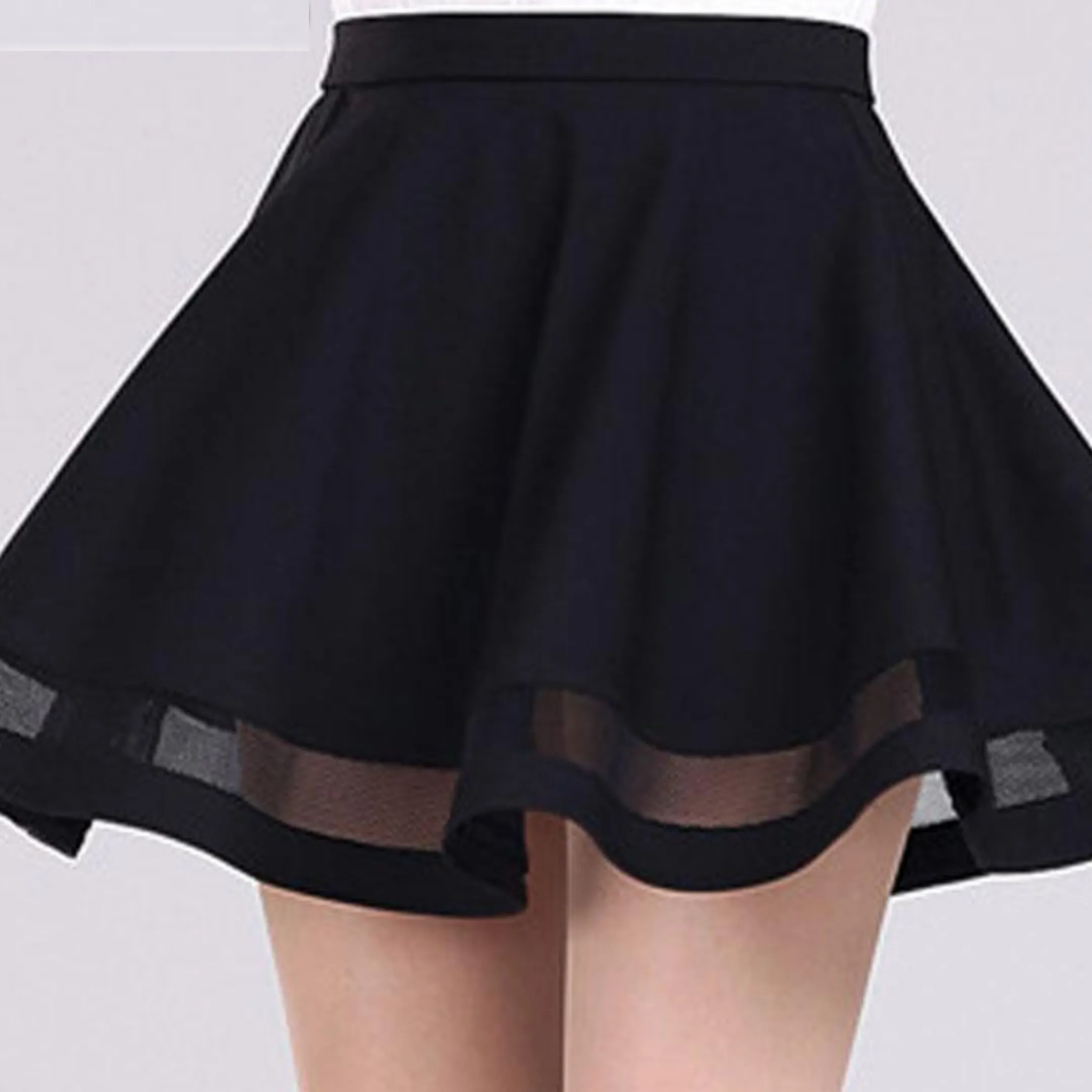 Mini skirt with mesh inserts