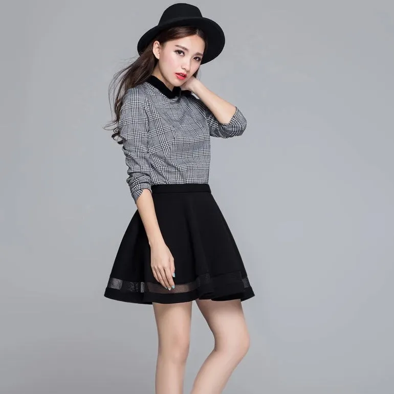 Mini skirt with mesh inserts