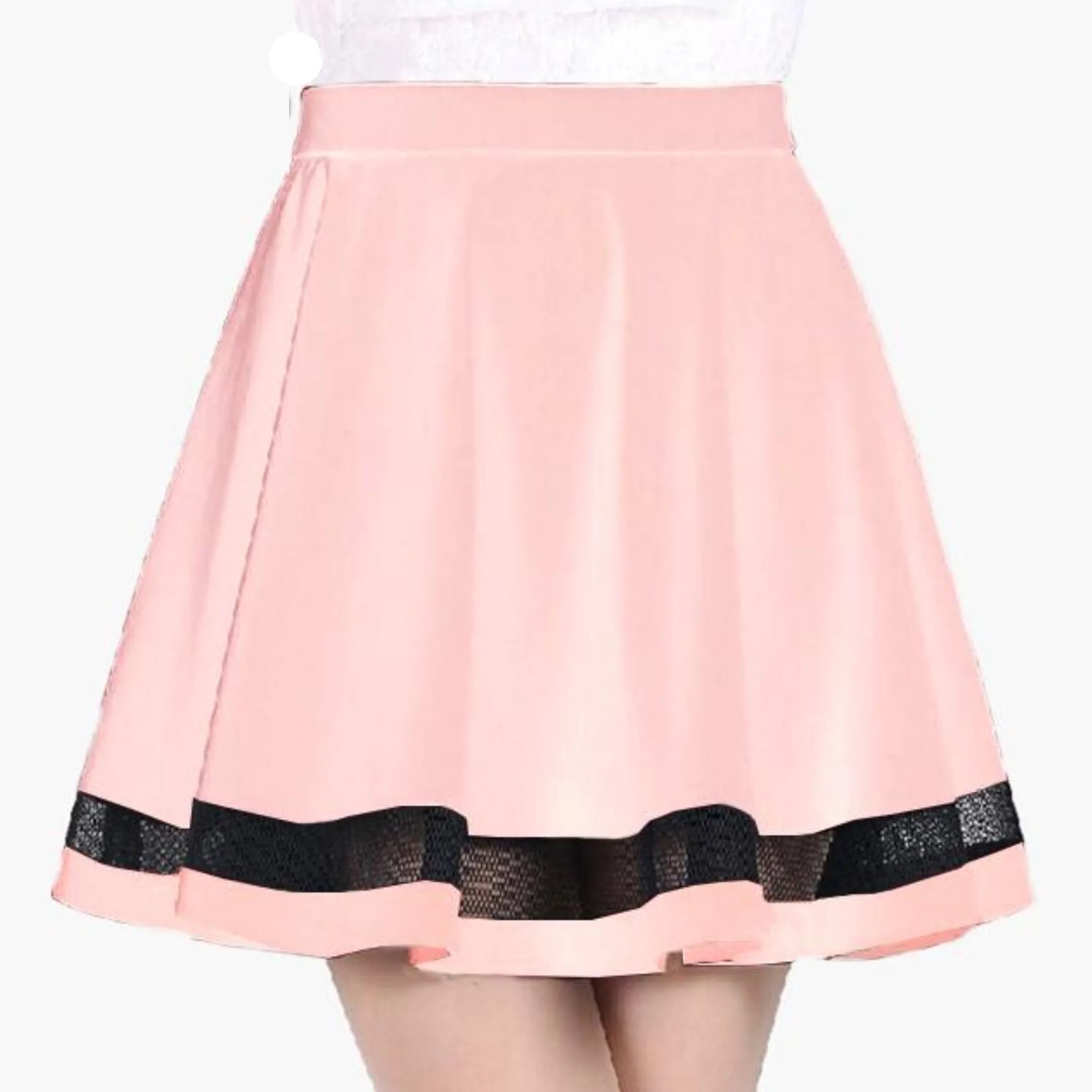 Mini skirt with mesh inserts