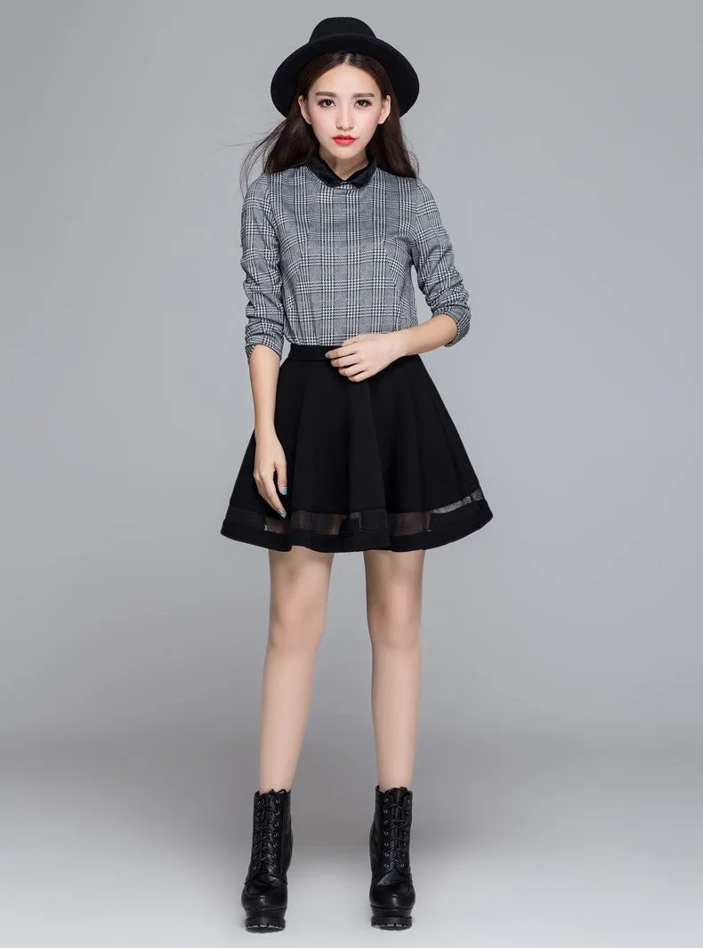 Mini skirt with mesh inserts
