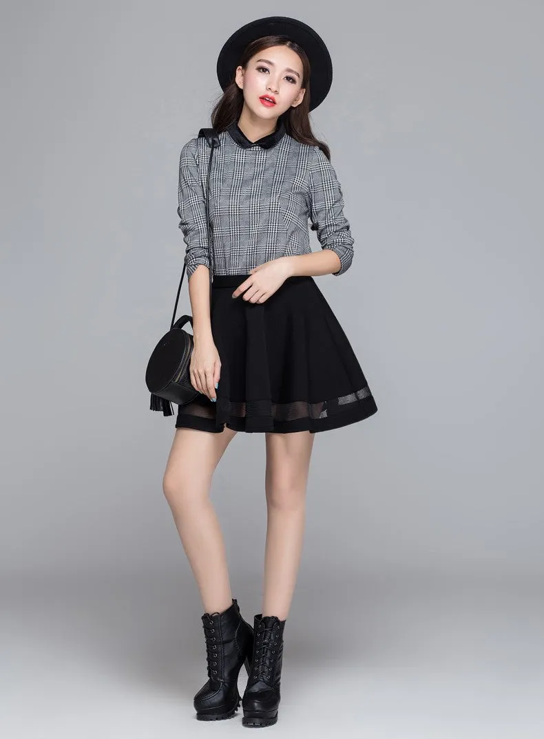 Mini skirt with mesh inserts