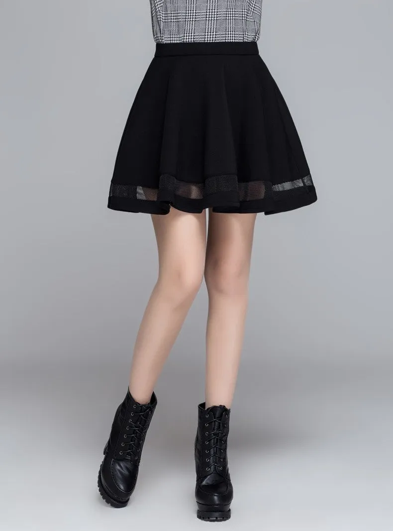 Mini skirt with mesh inserts