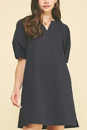 Navy Bell Sleeve Dress (P)