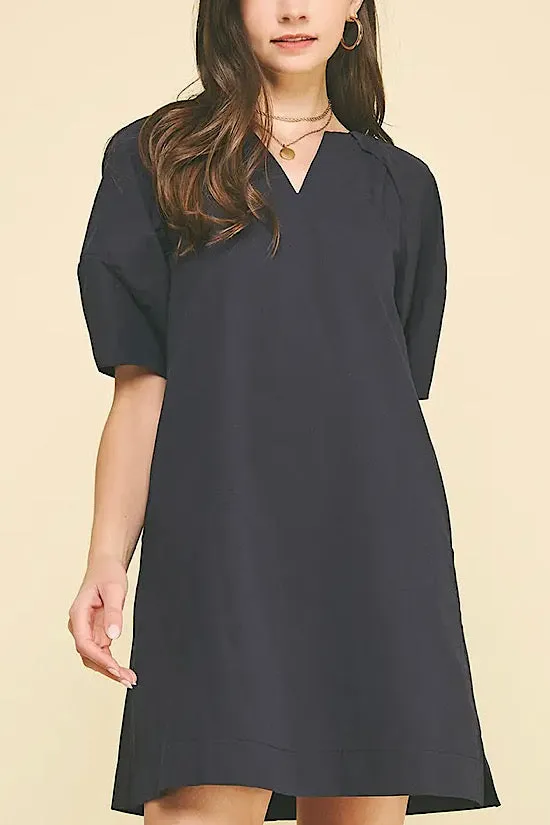 Navy Bell Sleeve Dress (P)
