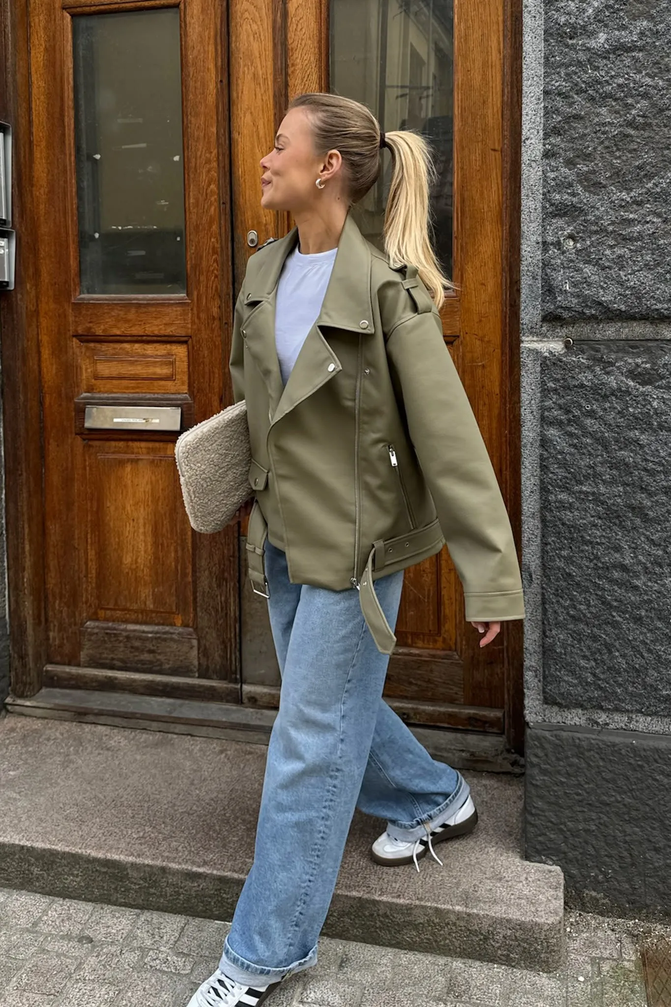 NMPaulina Oversized Biker Jakke - Grøn