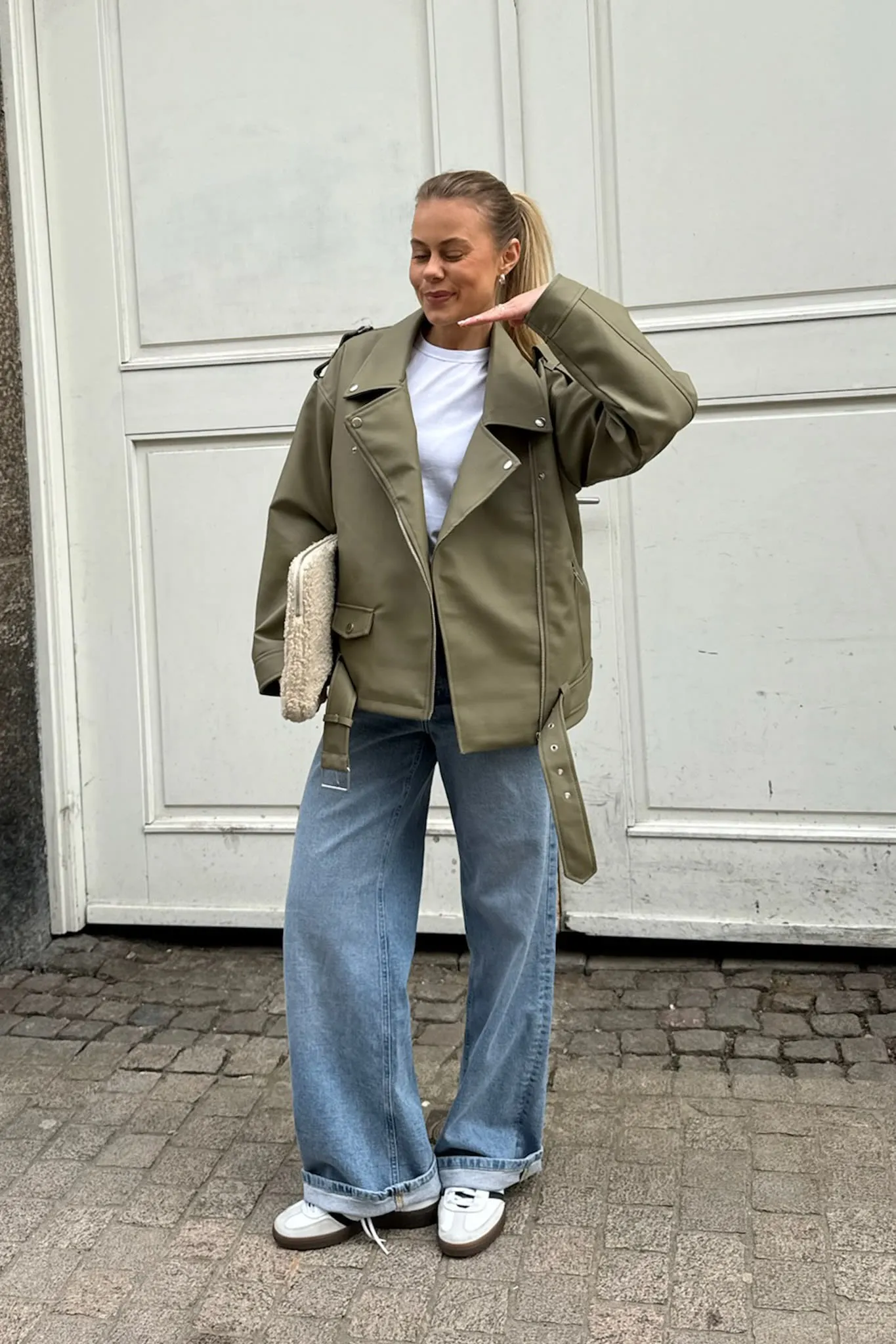 NMPaulina Oversized Biker Jakke - Grøn