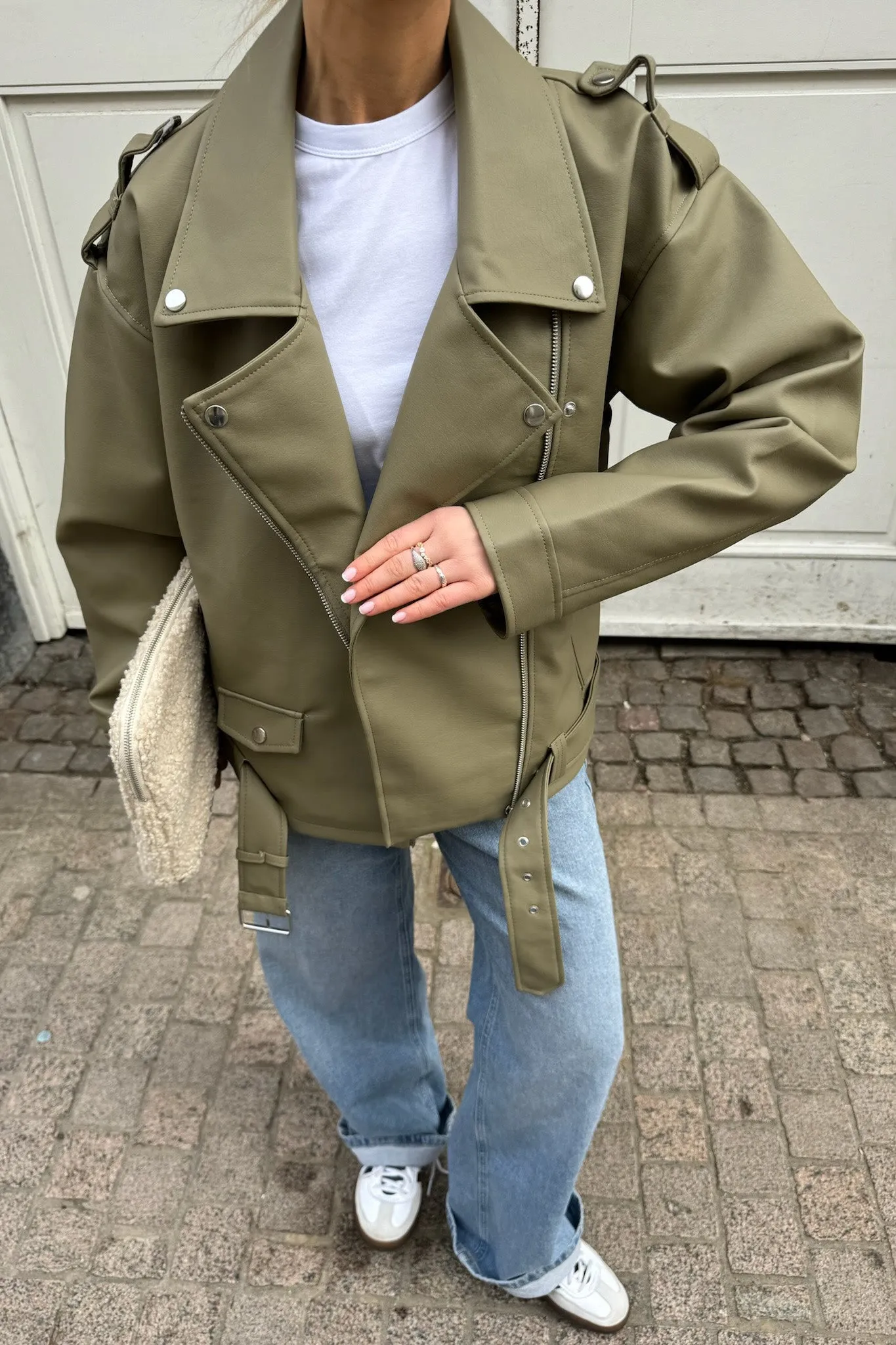 NMPaulina Oversized Biker Jakke - Grøn