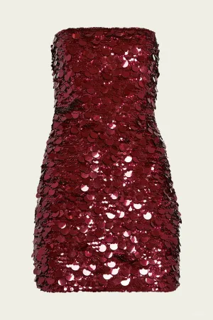 Nolia Sequin Mini Dress in Mulberry