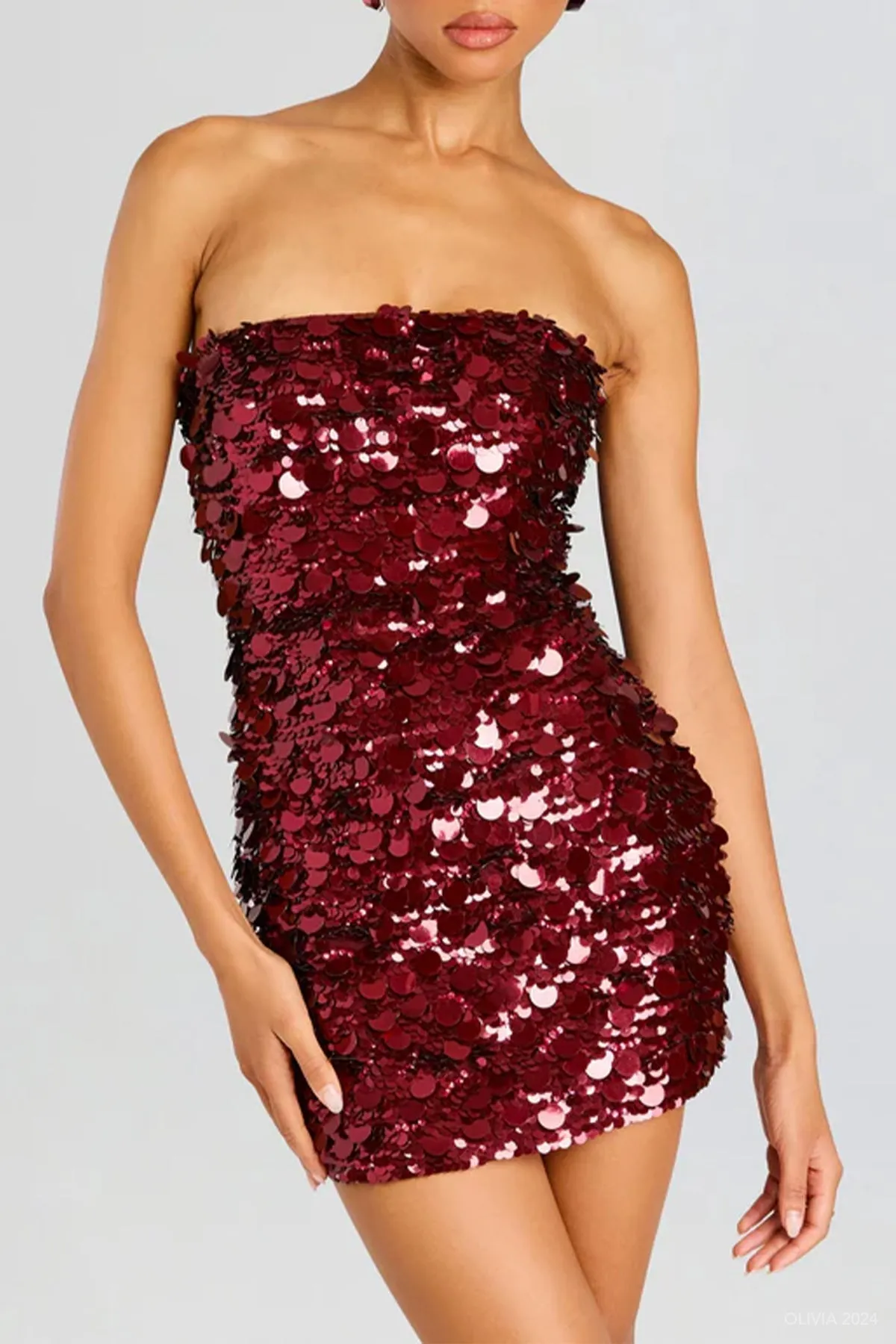 Nolia Sequin Mini Dress in Mulberry