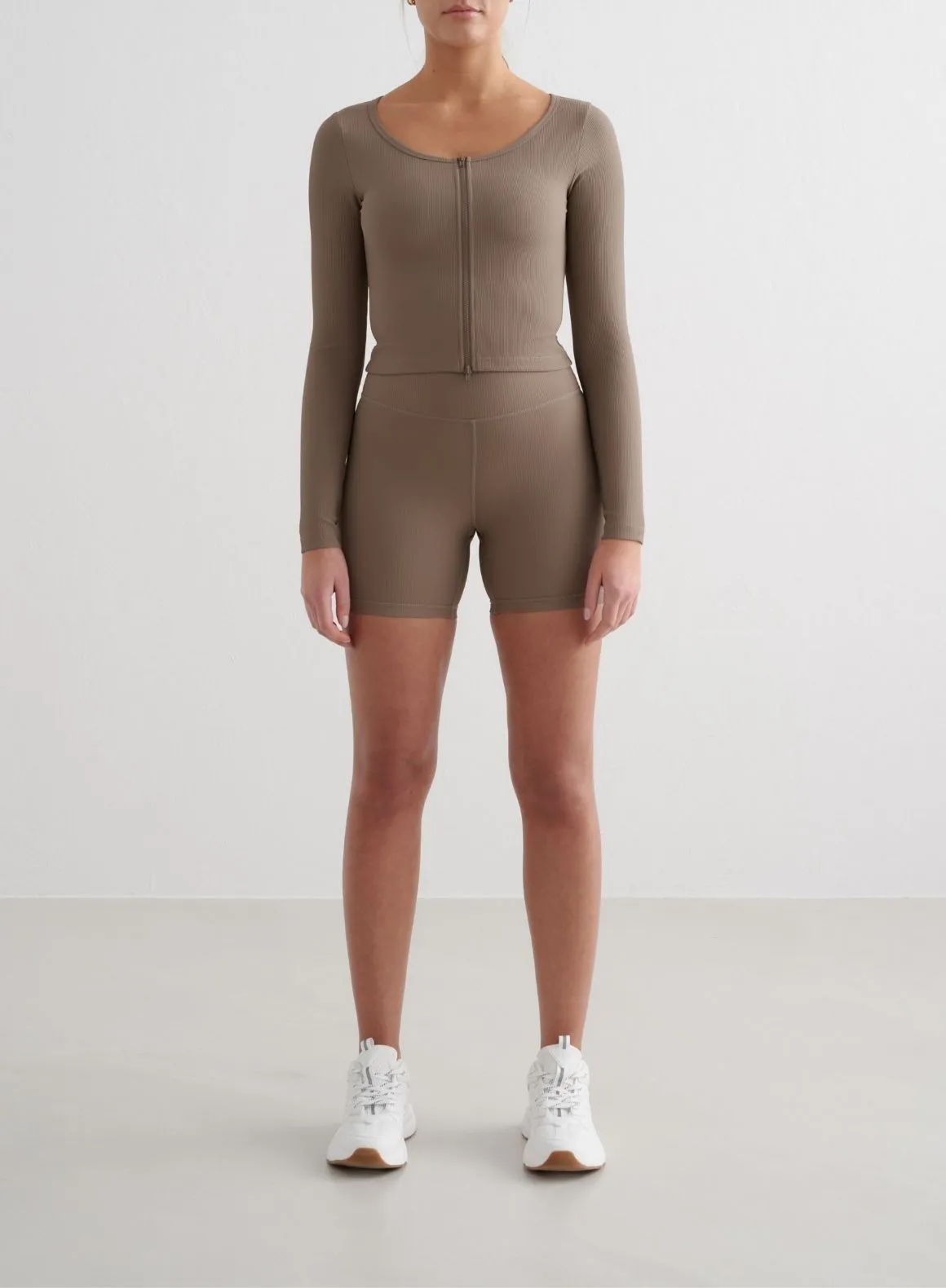 Nougat Ribbed Performance Zipped Cardigan