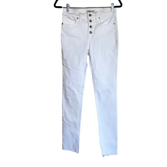 NWOT Madewell  9&quot; Mid-Rise Raw Hem Skinny Jeans in Pure White